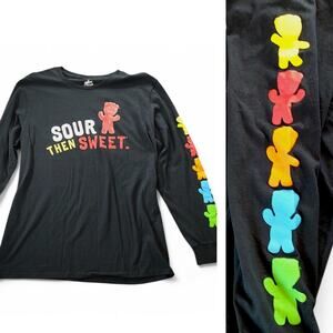 Sour Patch Kids Shirt Sour Then Sweet Candy Long Sleeve Graphic Black Colorful L